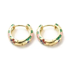 Flower Enamel Hoop Earrings
