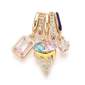 Brass Micro Pave Cubic Zirconia Pendants