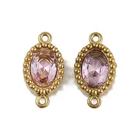 Ion Plating(IP) 304 Stainless Steel Cubic Zirconia Oval Links Connector Charms