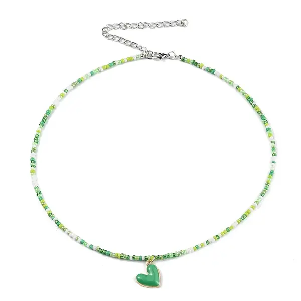 Alloy Enamel Heart Charm Necklace