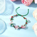 Flower Natural Natural Carnelian Braided Bracelets for Women