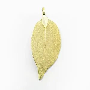 Brass Plated Natural Leaf Big Pendants