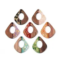 Opaque Resin and Walnut Wood Pendants