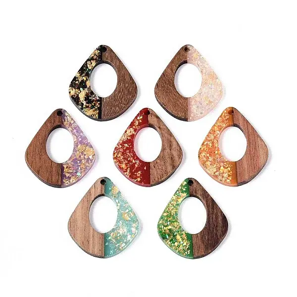 Opaque Resin and Walnut Wood Pendants