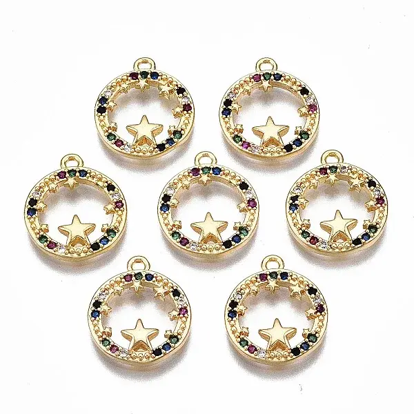 Brass Micro Pave Cubic Zirconia Charms