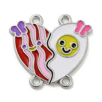 Alloy Enamel Couple Heart Connector Charms