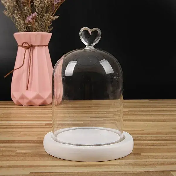 Heart Shaped Top Clear Glass Dome Cover