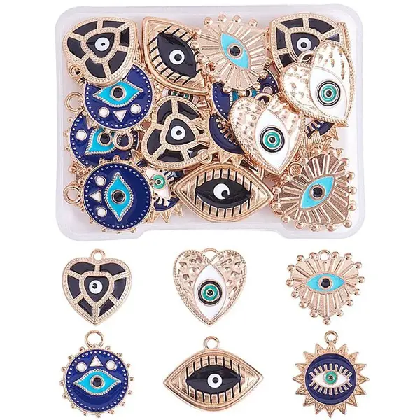 30Pcs 6 Style Alloy Enamel Pendants