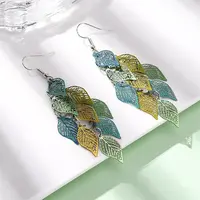 430 Stainless Steel Leaf Dangle Earrings