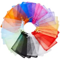100Pcs 10 Colors Organza Bags Jewellery Storage Pouches Wedding Favour Party Mesh Drawstring Gift