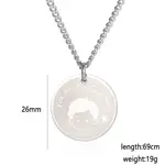 304 Stainless Steel Male Flat Round Pendant Cartoon Couple Twisted Chain Necklaces
