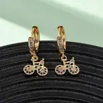 Bicycle Brass Micro Pave Cubic Zirconia Hoop Earrings