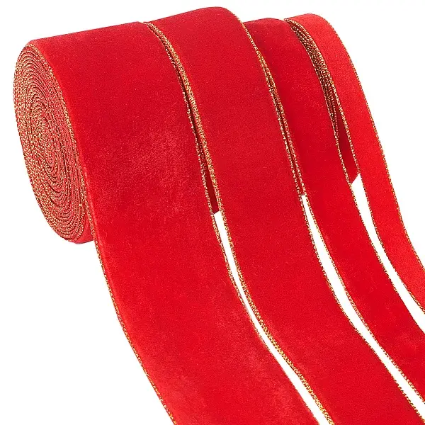 12M 4 Styles Polyester Single Face Velvet Ribbon
