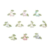 30Pcs 10 Colors Crackle Glass Pendants