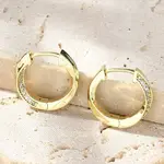 Twist Brass Micro Pave Clear Cubic Zirconia Hoop Earrings