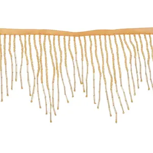 1.8 Yards Glass Beads Fringe Tassel Lace Trim Ribbon