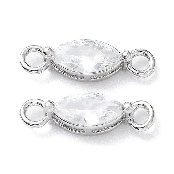 Brass Clear Cubic Zirconia Links Connectors