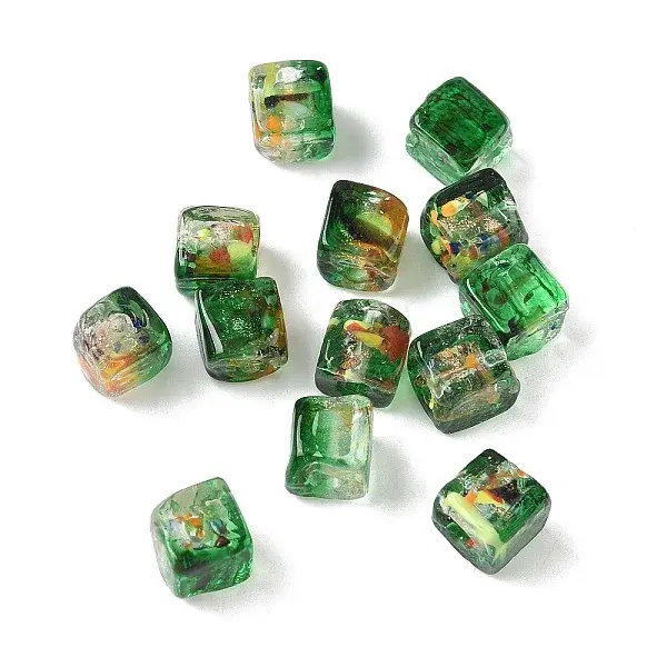 Baking Painted Handmade Gold Sand Lampwork Beads