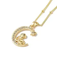 Brass Micro Pave Clear Cubic Zirconia Pendants Necklaces