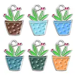 6Pcs 6 Colors Alloy Enamel Pendants