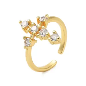 Brass Pave Cubic Zirconia Cuff Rings