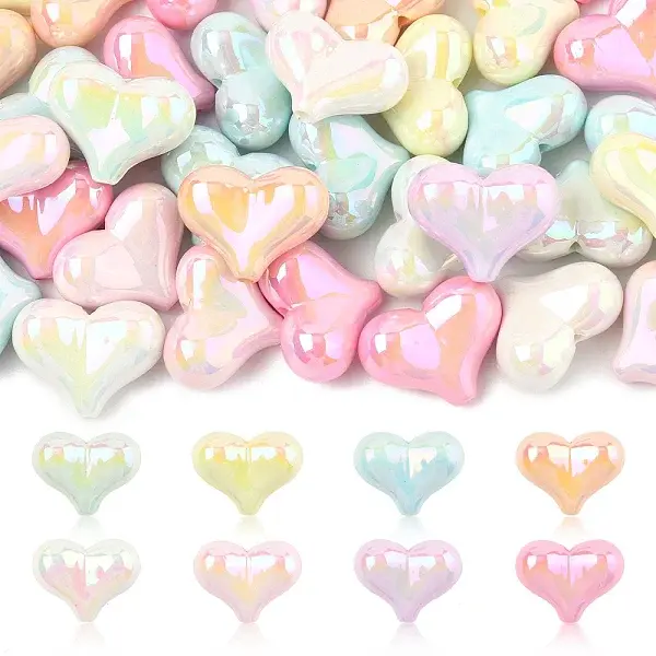 40Pcs UV Plating Opaque Acrylic Beads