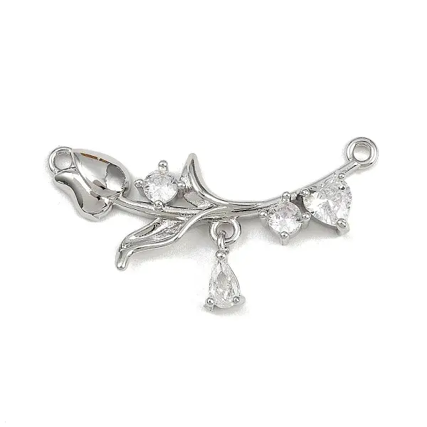 Brass Pave Clear Cubic Zirconia Links Connector Charms
