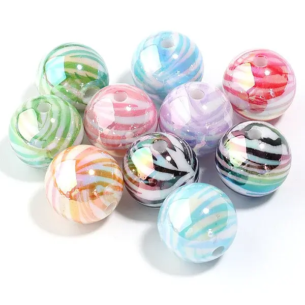 10Pcs UV Plating Colours Acrylic Beads