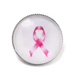 Breast Cancer Awareness Ribbon Glass Brooches
