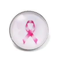 Breast Cancer Awareness Ribbon Glass Brooches