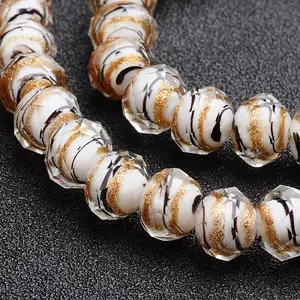 Handmade Gold Sand Lampwork Rondelle Beads Strands