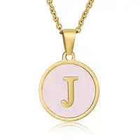 Natural Shell Initial Letter Pendant Necklace