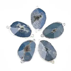 Electroplate Natural Agate Links connectors