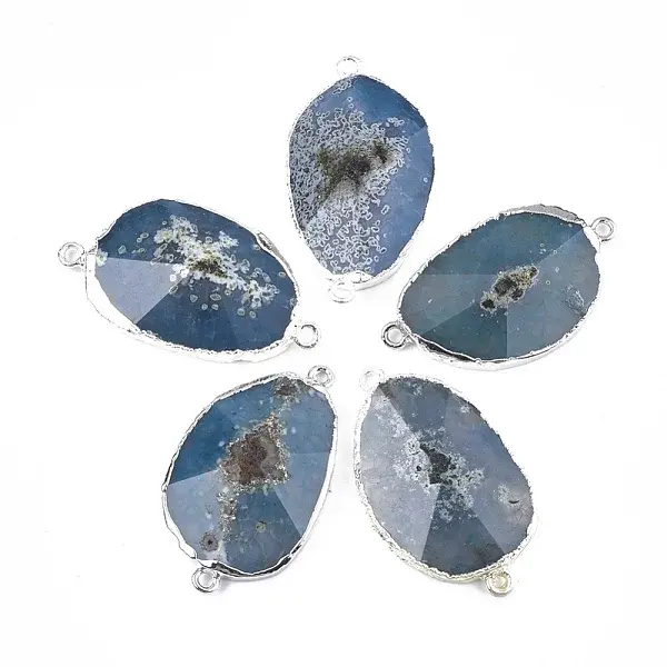 Electroplate Natural Agate Links connectors