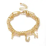 Word Fun Brass Micro Pave Cubic Zirconia Card Paper Chain Bracelets