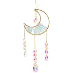 1Pc Alloy & Natural Gemstone Chips Moon Hanging Ornaments