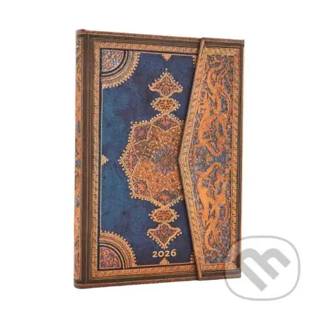 Paperblanks - týždenný diár Safavid Indigo 2026 (midi, vertikálny, magnetické zatváranie)