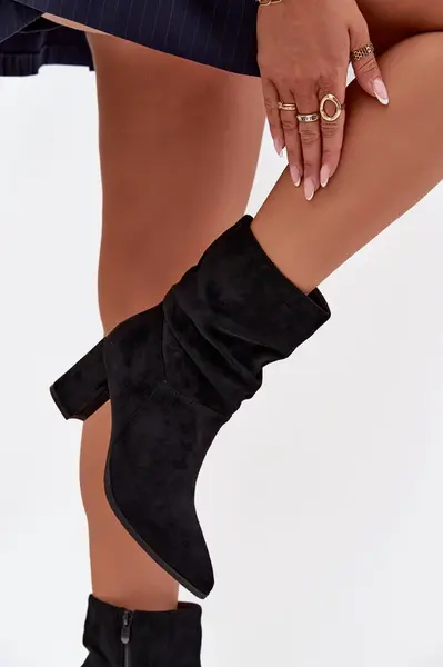 Boto Dámské kotníkové boty na podpatku s rýhou vyhřívané černé Amelise