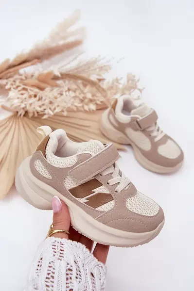 Boto Dětské Sportovní Boty Tenisky Na Suchý Zip Béžové Selinea