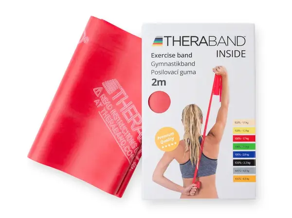 THERA-BAND Inside posilovací guma 2 m, červená, středně silná