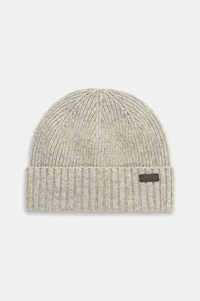 Vlněná čepice Barbour černá barva, z husté pleteniny, vlněná