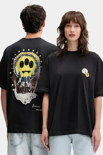 Bavlněné tričko Barrow černá barva, s potiskem, F5BWUATH124