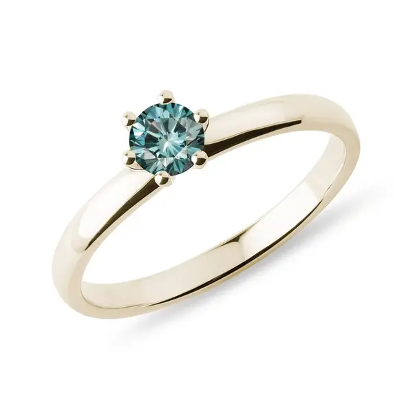 Prsteň zo žltého zlata s modrým diamantom KLENOTA