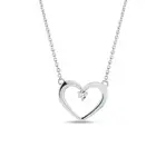 Náhrdelník srdce v bílém zlatě s diamantem KLENOTA