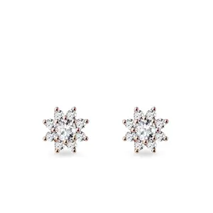 Náušnice kytičky z briliantů a růžového zlata KLENOTA