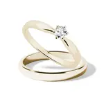 Set svatebních prstenů v lesku ve žlutém 14k zlatě KLENOTA