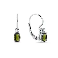 Náušnice z bieleho zlata s oválnymi vtavínmi a diamantmi KLENOTA