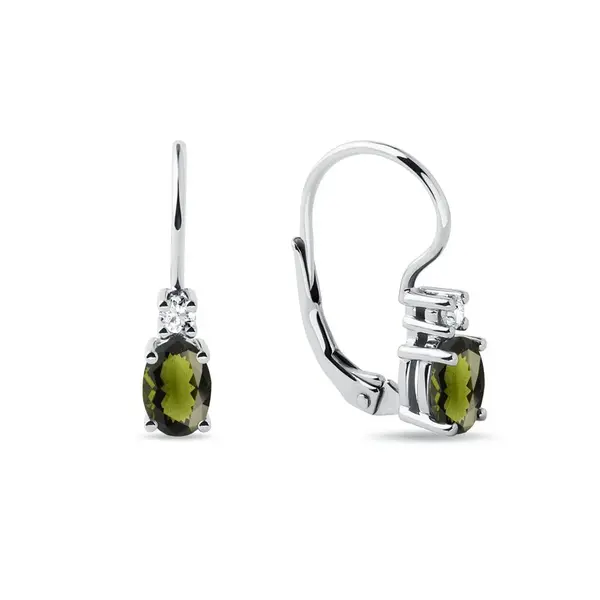 Náušnice z bieleho zlata s oválnymi vtavínmi a diamantmi KLENOTA