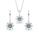 Diamantový set šperkov z bieleho zlata s modrým diamantom KLENOTA