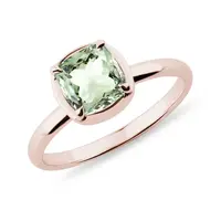 Prsteň z ružového zlata so zeleným ametystom KLENOTA